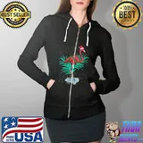 Hawaii Summer Tropical Xmas Pink Flamingo Christmas In July T- Full Zip Hooded