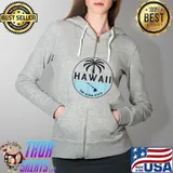 Hawaii The Aloha State - Aloha Hawaiian Palm Tree - Ohana T-Shirt Full Zip Hooded