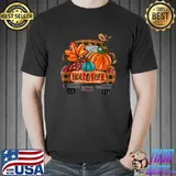 Hello Fall Pumkin Truck Maple Leaves T-shirt