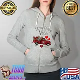 I Love Being Nana Valentine Red plaid buffalo truck T-Shirt Full Zip Hooded