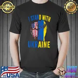 I Stand With Ukraine Flag American Flag T-Shirt Unisex