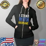 I Stand With Ukraine Stop Putin Stop War Support Ukraine T-Shirt Full Zip Hooded