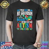 I Wear Blue For My Grandson Autism Awareness-Grandma Grandpa T-Shirt Unisex