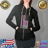 In October We Wear Pink Breast Cancer Awareness Football T- Full Zip Hooded