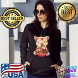 Kawaii Cat Ramen Noodles Cute Kitten Japanese Anime Gifts T-Shirt