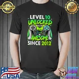 Level 10 Unlocked Awesome Since 2012 10th Birthday T- Unisex