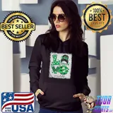 Love messy bun teacher life st patricks day shamrock shirt