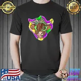 Mardi Gras Heifer Highland Cow Bandana and glasses carnival T- Unisex