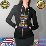 Mens Proud son of awesome gay dad rainbow pride month family T-Shirt Full Zip Hooded