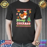 Merry Chickmas Santa Chicken Christmas Farmer Sweater Ugly T-shirt