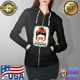 Ms Warrior Multiple Sclerosis Awareness Messy Bun Mom Wife T- Full Zip Hooded