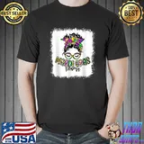 Nice Bleached Mardi Gras Mama Messy Bun Jester Hat Bandana Women T-Shirt