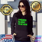 Official I Paused My Game Video Games Console Gaming Funny Gamer Boy T-shirt