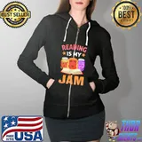 Reading Is My Jam Funny I Love to Read Books T-Shirt Full Zip Hooded