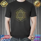 Sacred Geometry Geometric Flower of Life Star of David Sign T- Unisex