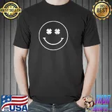 St. Patrick's Day White Smiley Face Clover Trendy T- Unisex