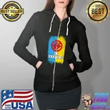 Stop War I Stand With Ukraine USA Support For Ukrainian Flag T-Shirt Full Zip Hooded