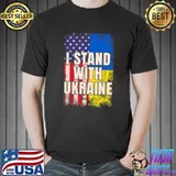 Support I Stand With Ukraine Ukrainian Flag T- Unisex