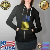 Support Ukraine I Stand With Ukraine Ukrainian American Flag T-Shirt Full Zip Hooded