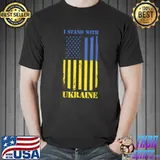 Support Ukraine I Stand With Ukraine Ukrainian American Flag T-Shirt