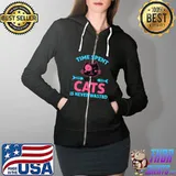 Time Spent With Cats Is Never Wasted - Funny Cat T- Full Zip Hooded