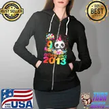 Top 9 Years Old 9th Birthday Panda Awesome Since 2013 T-Shirt Full Zip Hooded