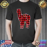 Top Christmas Buffalo Plaid Alpacas Llama Cute Animal Lighting T- Unisex