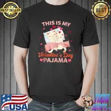 Top Cute This is My Valentine's Day Pajama Cat Valentine Couple T- Unisex