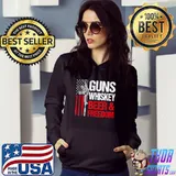 Top Dad Grandpa Veteran US Flag Guns Whiskey Beer Freedom T-shirt