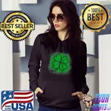 Trendy Green Bleach Effect And Distressed 4 Leaf Clover T-Shirt