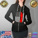 Trucker American Flag USA Patriotic Proud Funny Truck Driver T- Full Zip Hooded