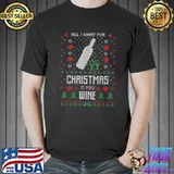 Ugly Christmas Sweater Cool Wine Funny Costume Xmas Party T-Shirt Unisex