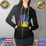 Ukrainian American Flag Ukraine Usa America Roots T-Shirt Full Zip Hooded