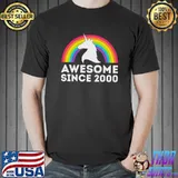 Unicorn Graphic 22 Yr Old 22nd Bday Party Awesome Since 2000 T- Unisex