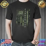USA Camo Flag Proud Farming Farmer Tractor Dad Silhouette T-shirt