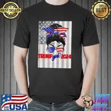 USA Flag Messy Bun Trump Girl 2024 Unisex