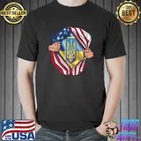 USA Flag Ukrainian Blood American Support Ukraine Flag Premium T-Shirt