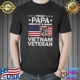 Vintage Proud Papa Vietnam Veteran USA Flag Fathers Day T-shirt
