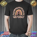Womens Grammy Gifts For Mother Grandmother Family Rainbow Leopard T-Shirt Unisex