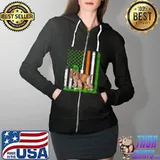 American Flag Cocker Spaniel Dog Lovers St Patricks Day T-Shirt Full Zip Hooded