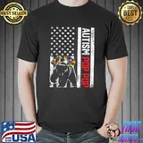American Flag Pop Pop Bear Autism Awareness Support Family T-Shirt