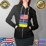 American Grown with Ukrainian Roots USA Ukraine Flag T-Shirt Full Zip Hooded