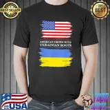 American Grown with Ukrainian Roots USA Ukraine Flag T-Shirt