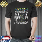 Autism Is Not A Disability Autism Awareness Dabbing Skeleton T-Shirt