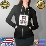 Awesome Bleached One Hoppy Lunch Lady Leopard Messy Bun Easter Day T- Full Zip Hooded