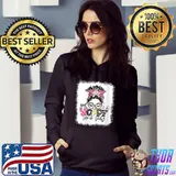 Awesome Bleached One Hoppy Lunch Lady Leopard Messy Bun Easter Day T- Hoodie