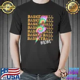 Basketball Mom Lightning Bolt Tie Dye Leopard Print Stacked T-Shirt