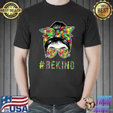 Be Kind Autism Awareness Messy Bun Girl Costume T-Shirt