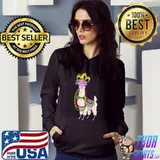 Beads & Mask Mardi Gras Llama for men women T-Shirt Hoodie