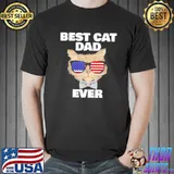 Best cat dad fathers day men daddy papa cat with sunglasses shirt